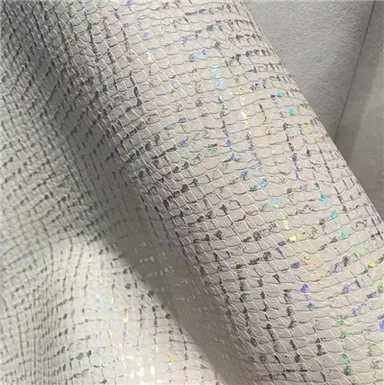 Cuir végétalien PU imprimé en relief à motif de grain de serpent à paillettes à la mode