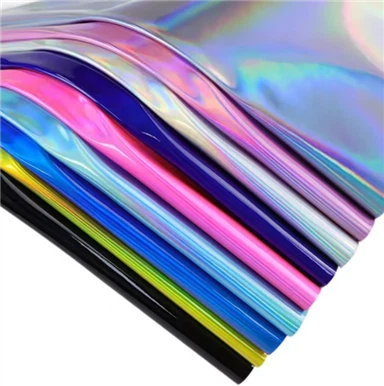 Cuir d'impression holographique Pu en tissu irisé