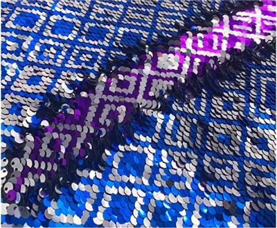 Tissu à paillettes en gros pour broderie de costumes, sacs en tissu à paillettes violet, tissu à paillettes fluo